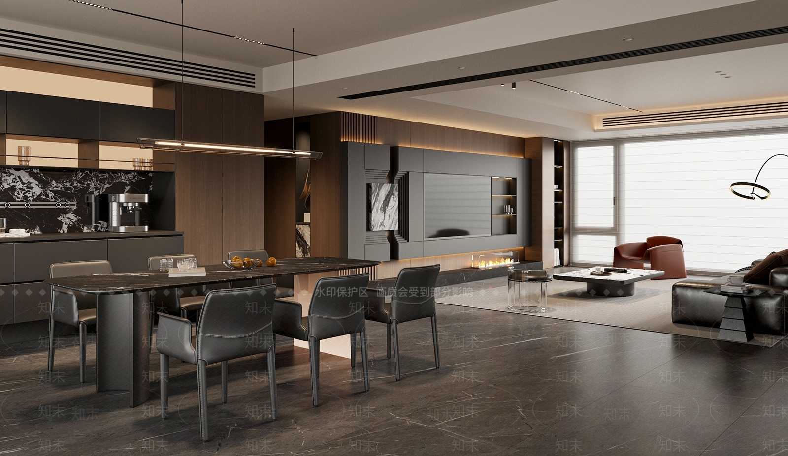 现代意式客餐厅3D模型下载【ID:1189031973】