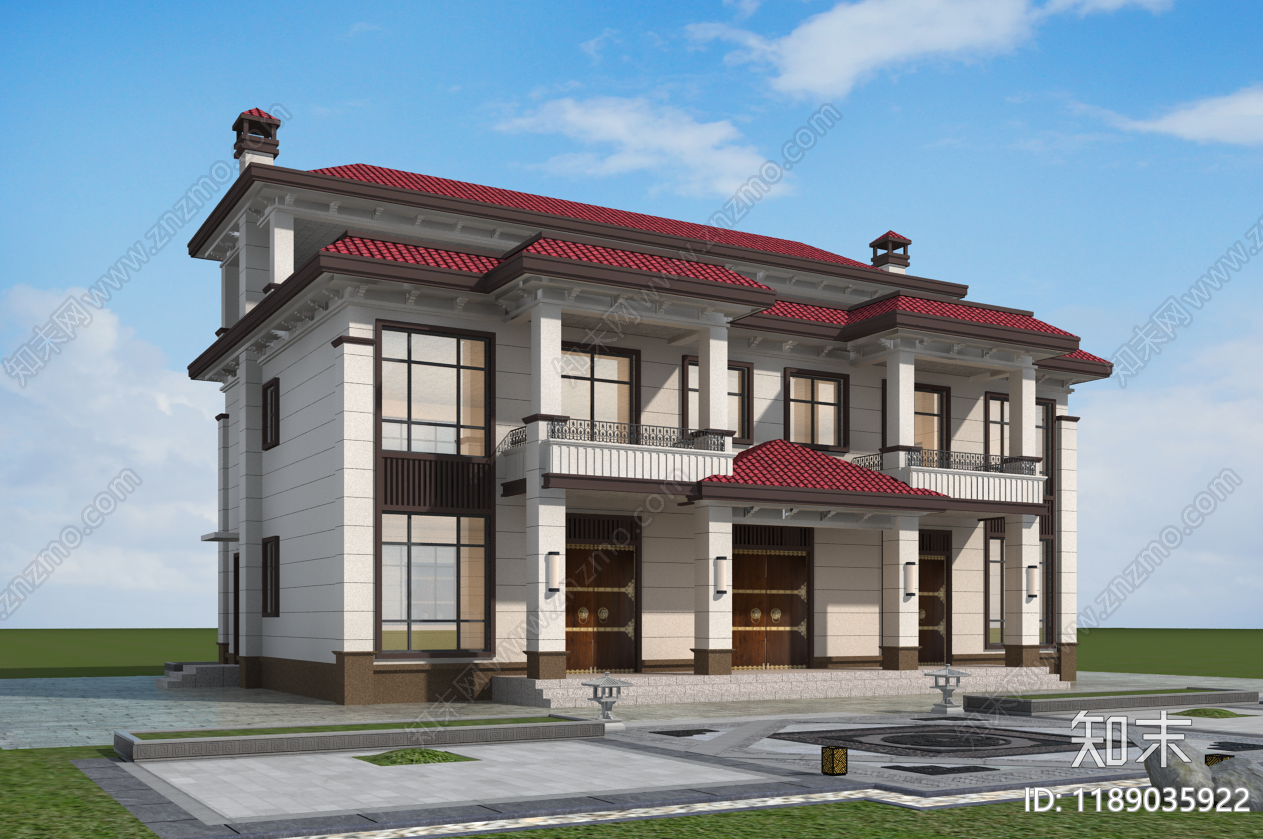 欧式简欧别墅建筑施工图下载【ID:1189035922】