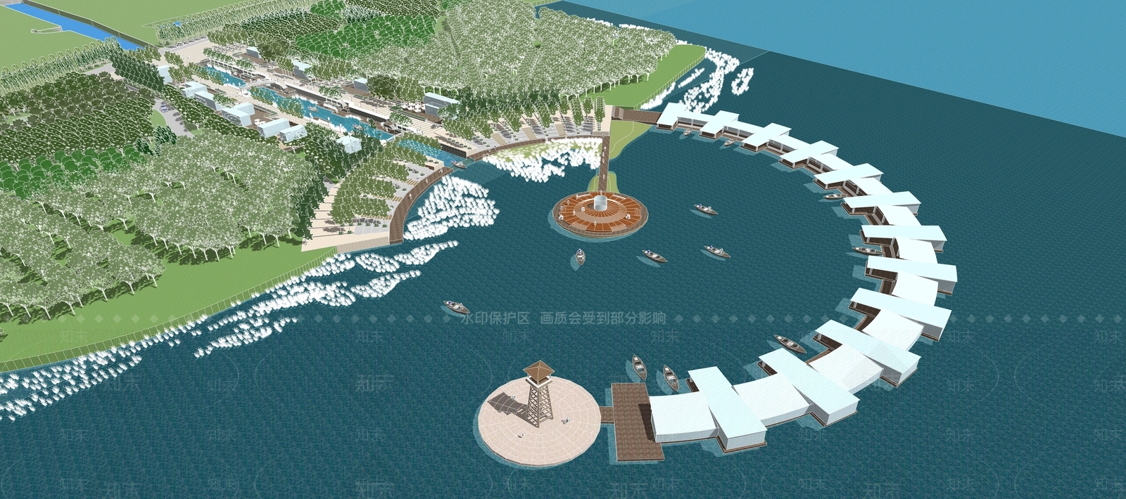 现代滨水景观SU模型下载【ID:1189036465】