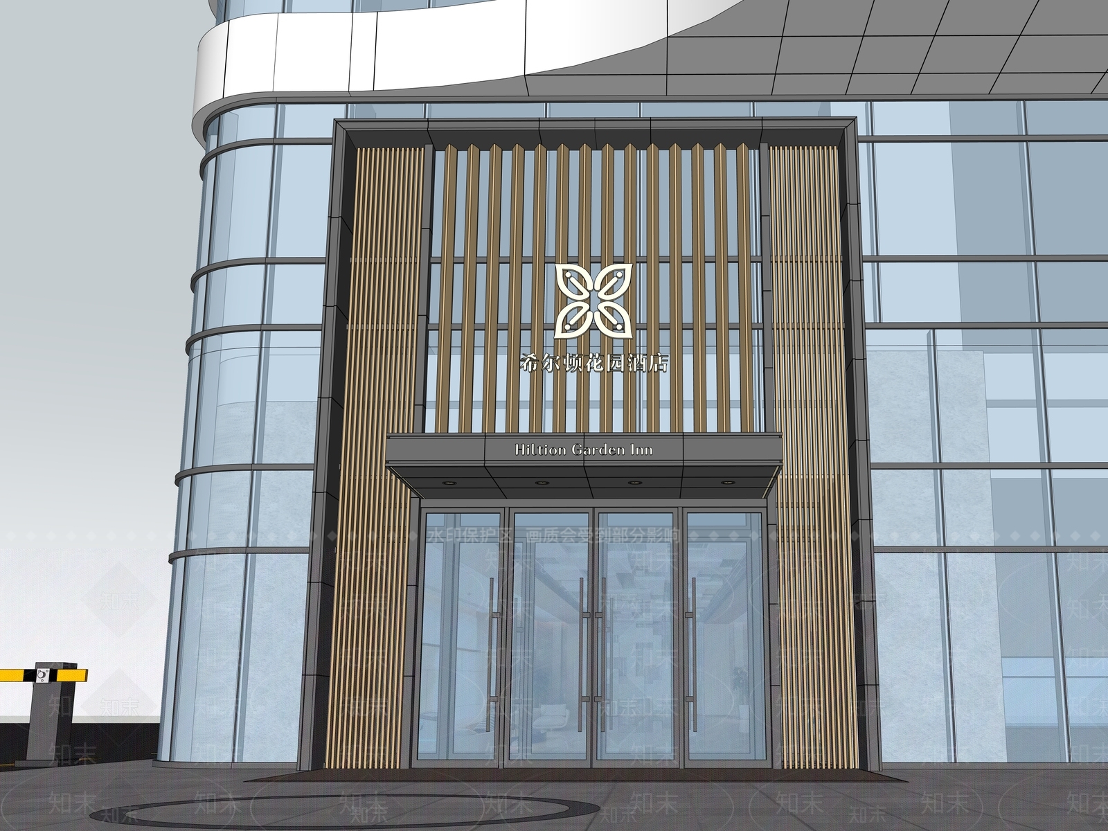 现代轻奢酒店建筑SU模型下载【ID:1189036974】