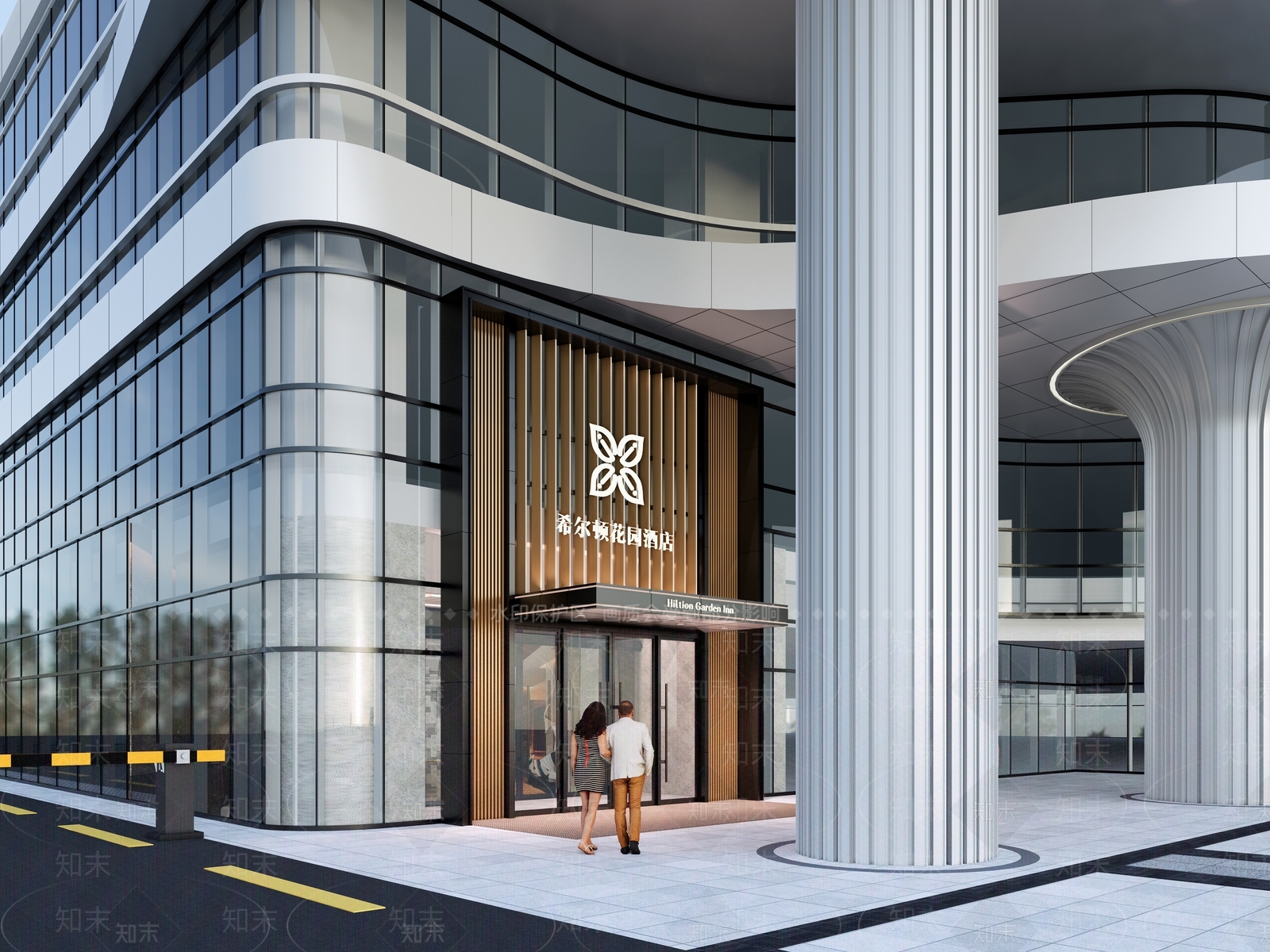 现代轻奢酒店建筑SU模型下载【ID:1189036974】