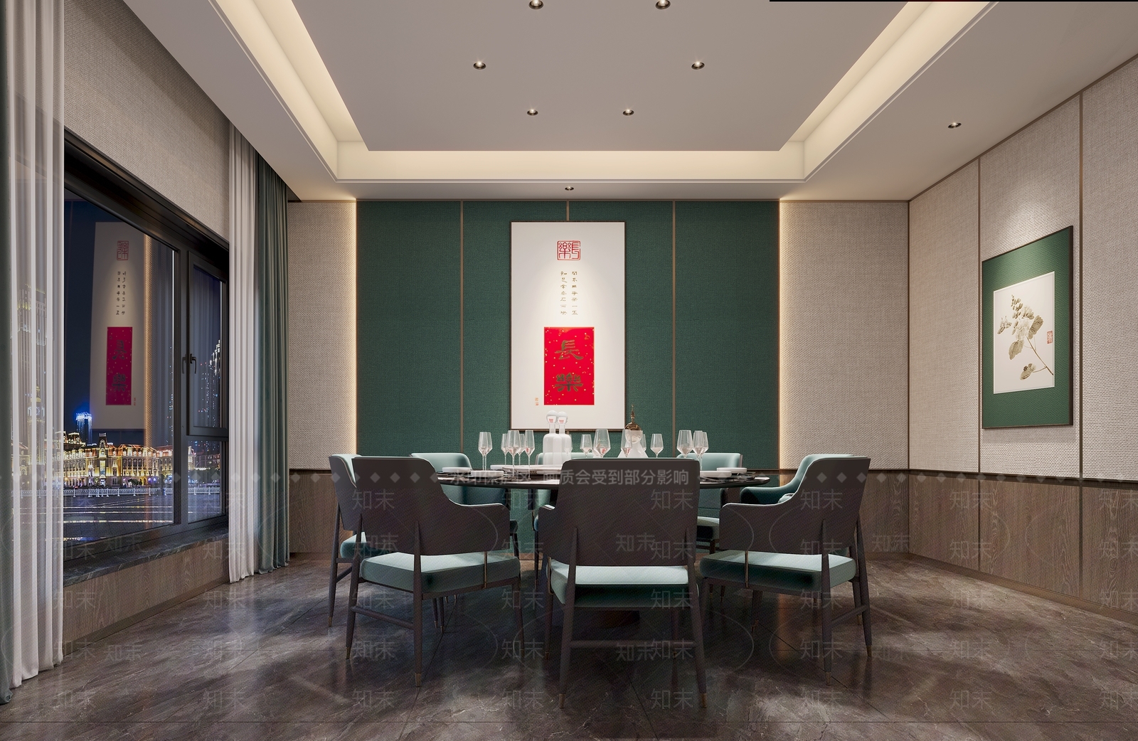 现代新中式包厢3D模型下载【ID:1189036937】