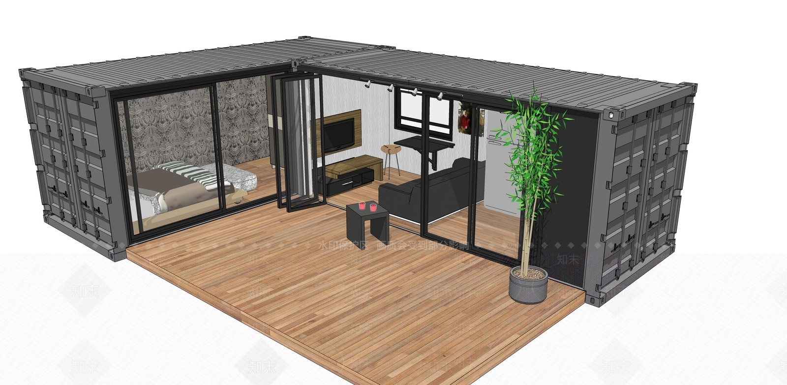 现代民宿建筑SU模型下载【ID:1189039343】