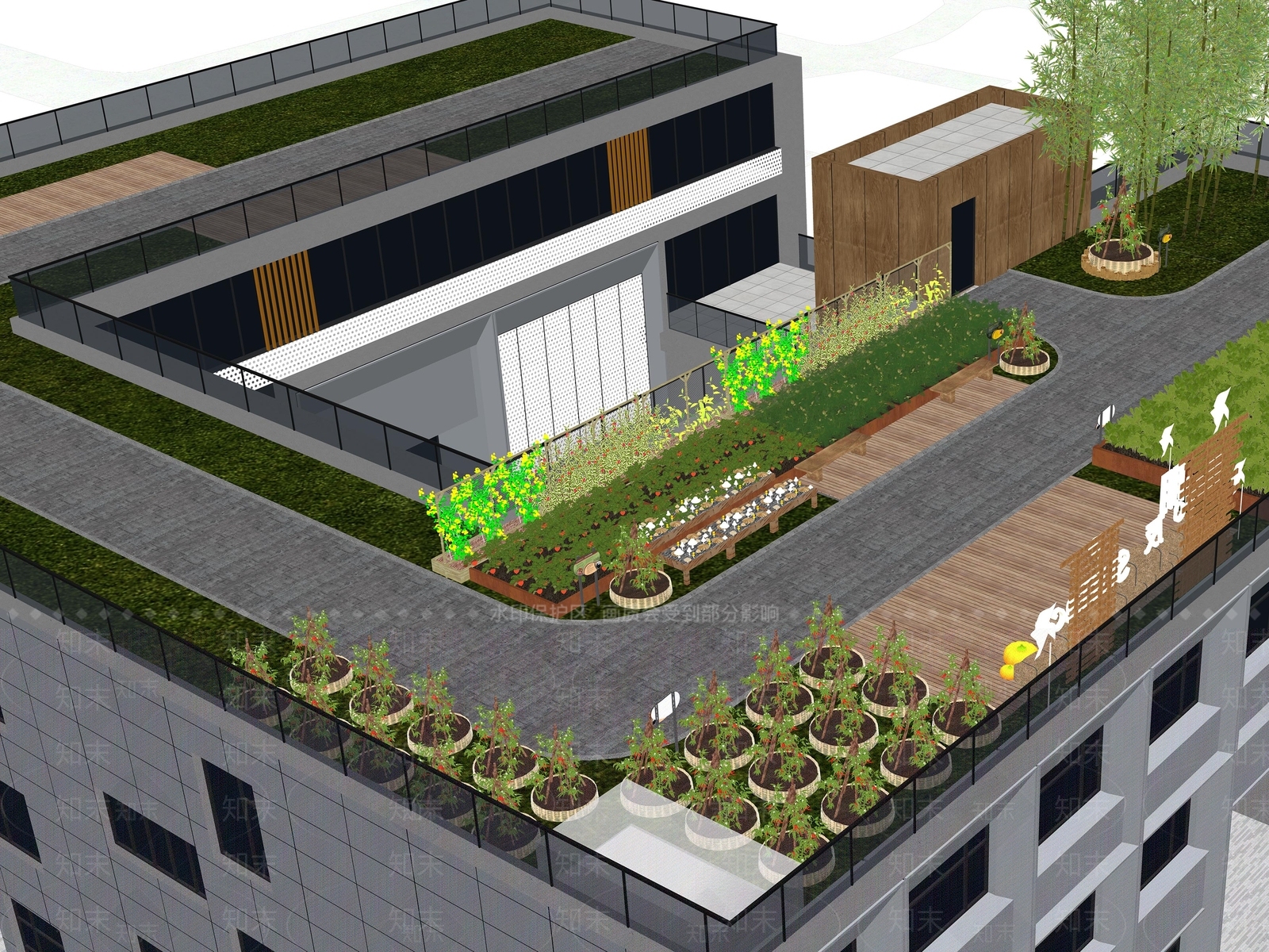 现代屋顶花园SU模型下载【ID:1189045914】