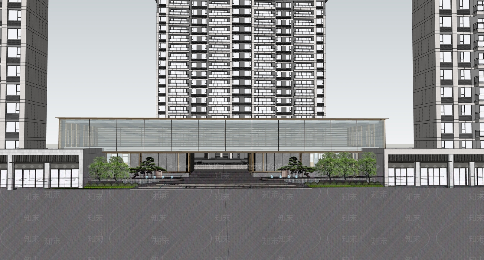 现代小区建筑SU模型下载【ID:1189046317】