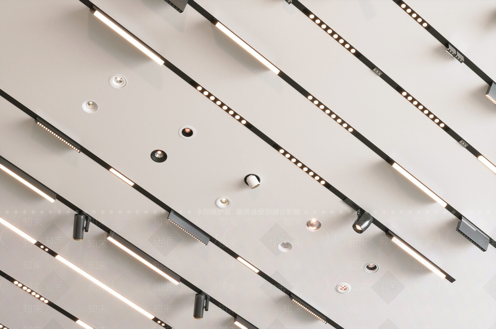 现代简约筒灯射灯组合3D模型下载【ID:1189050304】