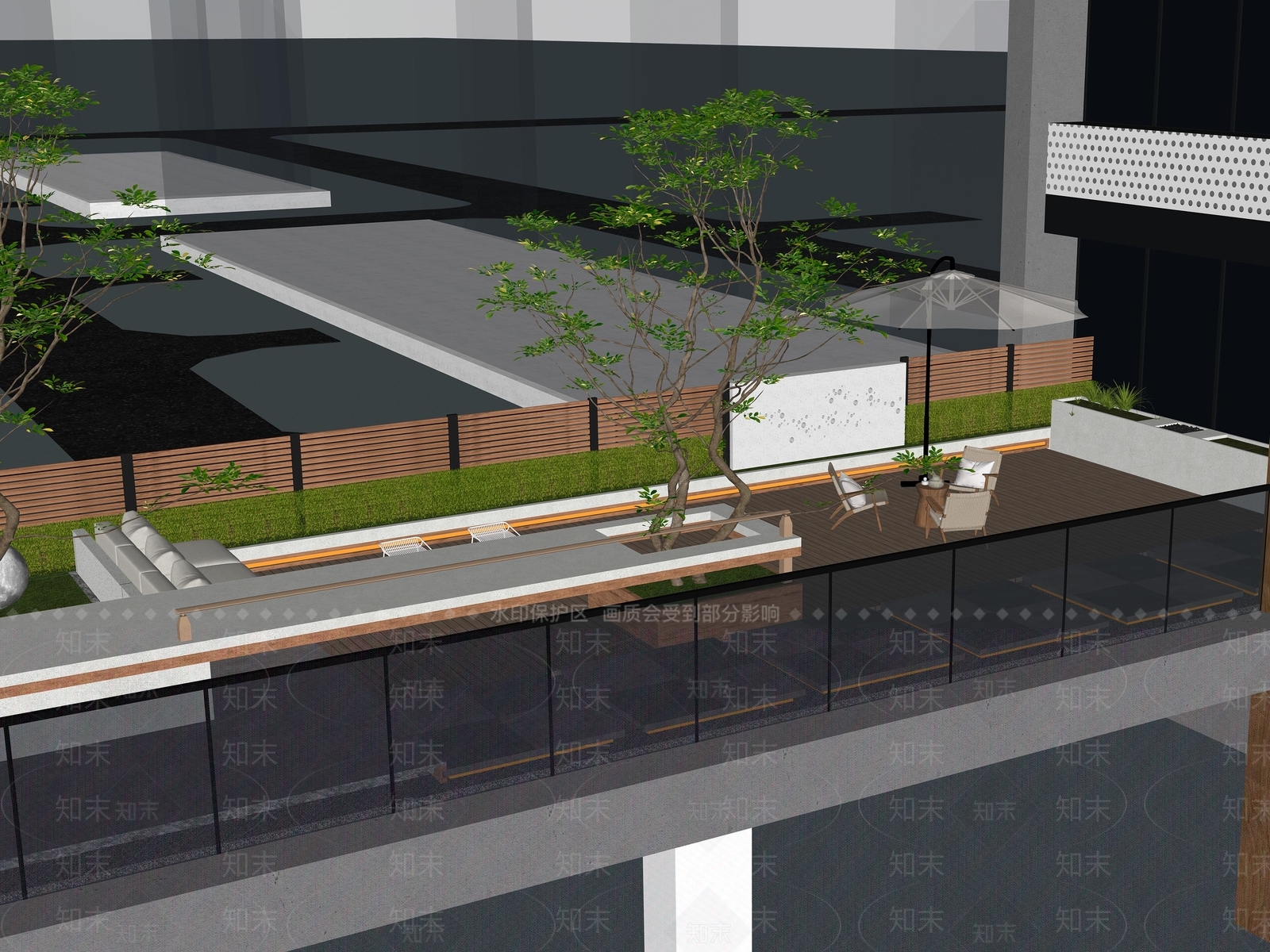 现代屋顶花园SU模型下载【ID:1189046829】