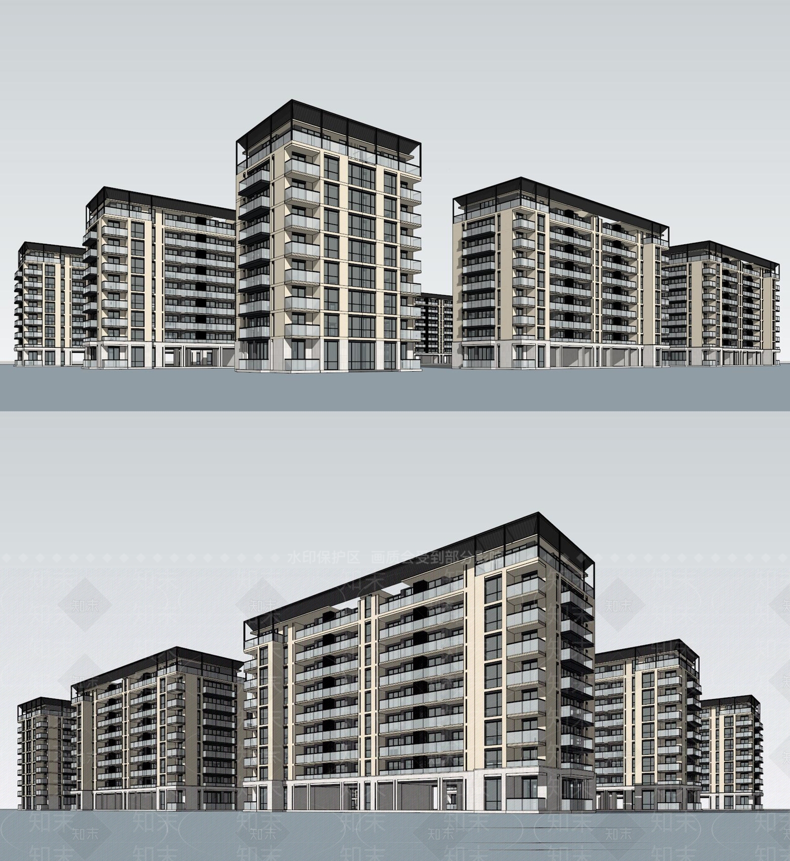 现代多层住宅SU模型下载【ID:1189048800】