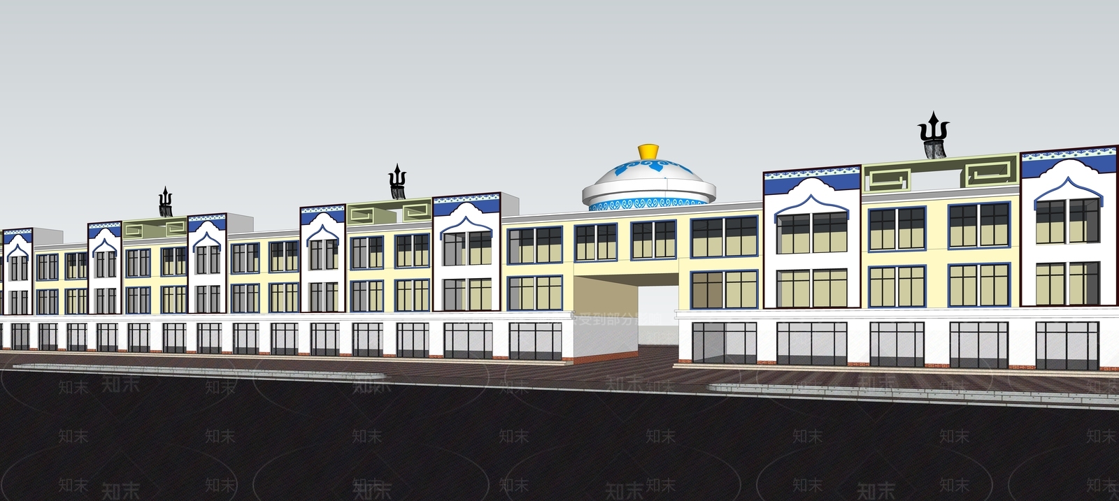 中式风格建筑SU模型下载【ID:1189054206】