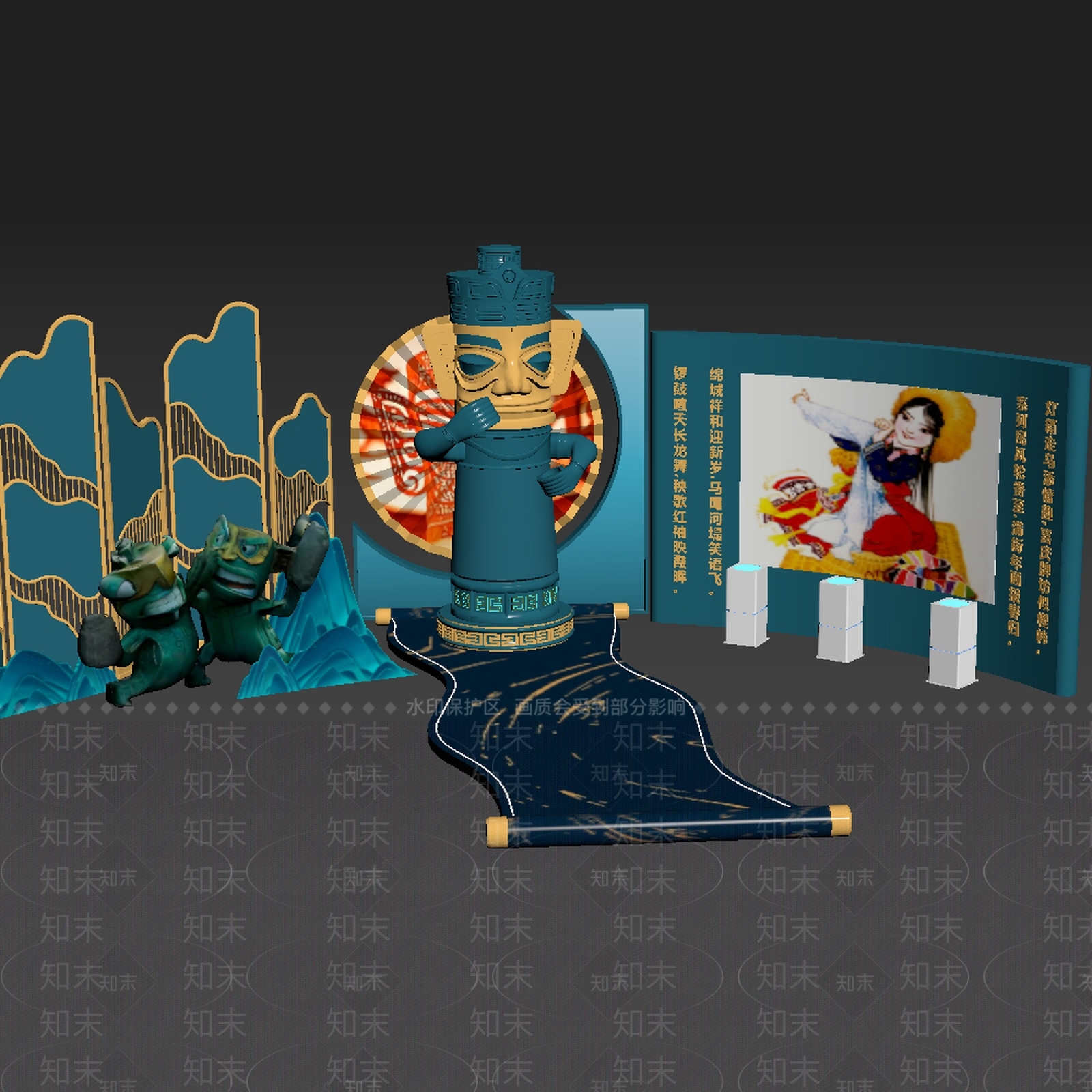 新中式美陈3D模型下载【ID:1189054522】