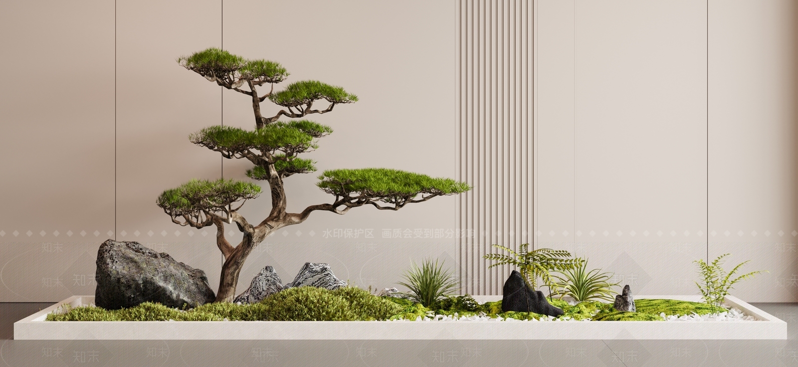 新中式室内景观SU模型精品下载_SketchUp模型_知末网