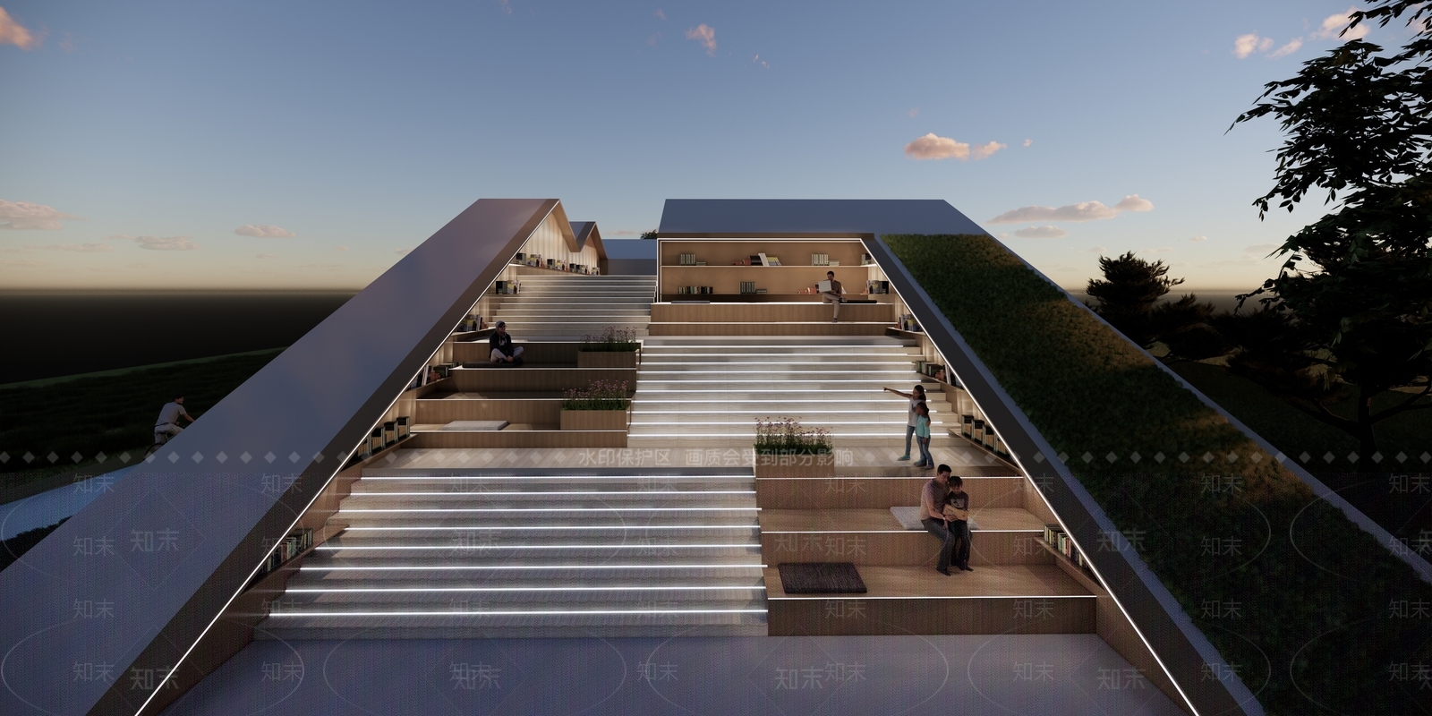 现代图书馆建筑SU模型下载【ID:1189057304】