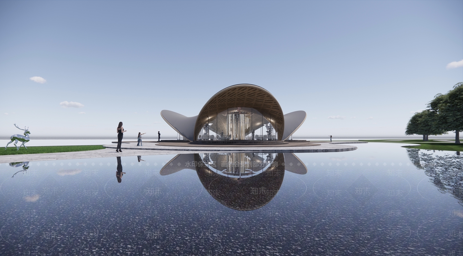 新中式图书馆建筑SU模型下载【ID:1189060848】