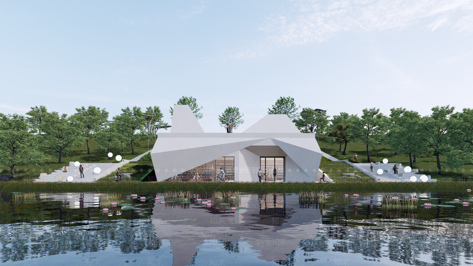 现代图书馆建筑SU模型草图