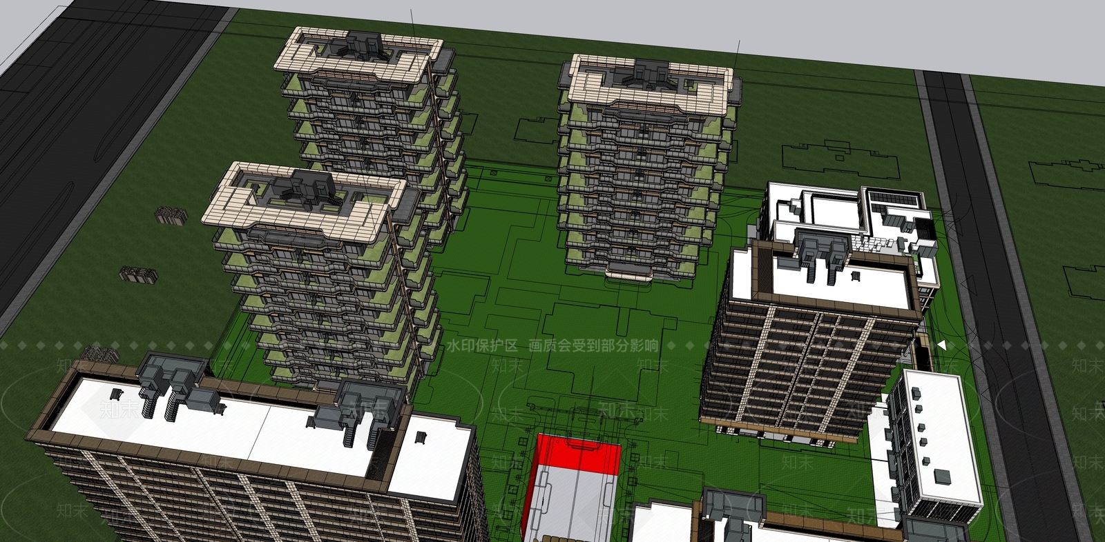 简约轻奢小区建筑SU模型下载【ID:1189063630】