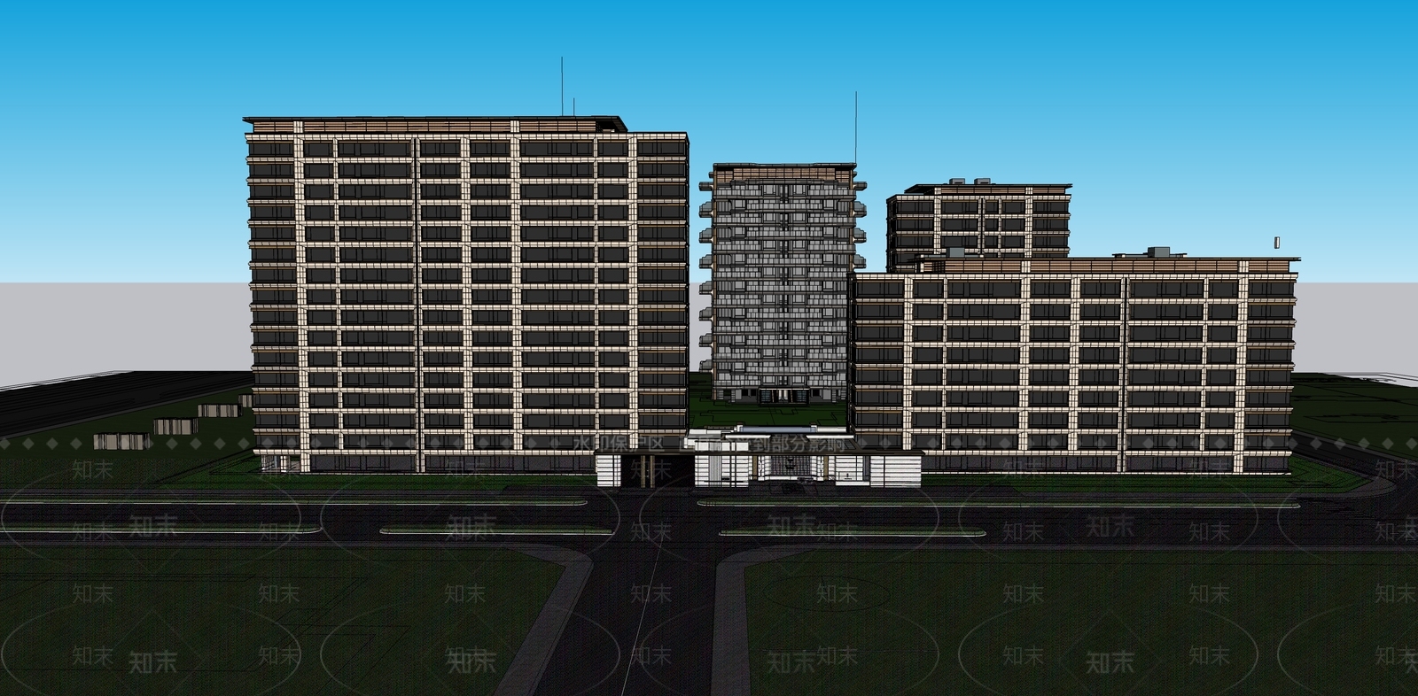 简约轻奢小区建筑SU模型下载【ID:1189063630】