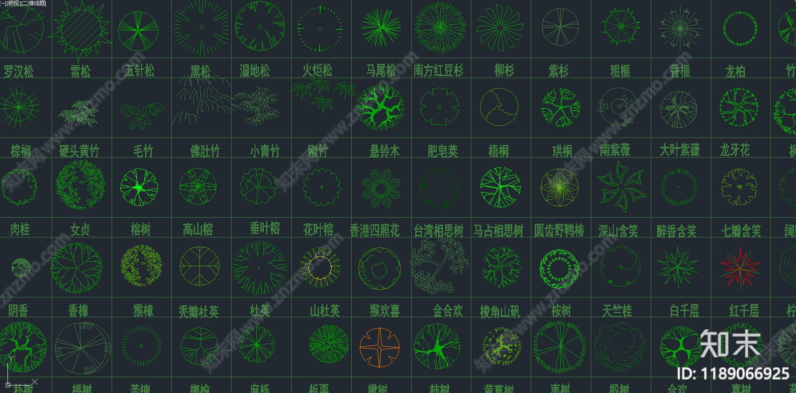 现代绿植cad施工图下载【ID:1189066925】