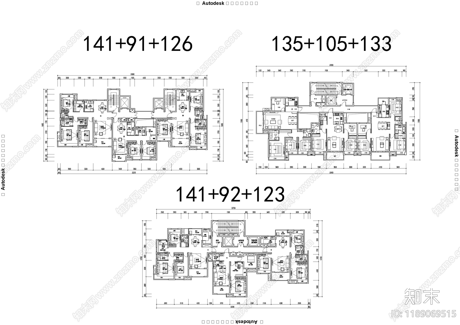 现代住宅楼建筑_T3户型_高层住宅_施工图施工图下载 ID:1189069515_【知末网】