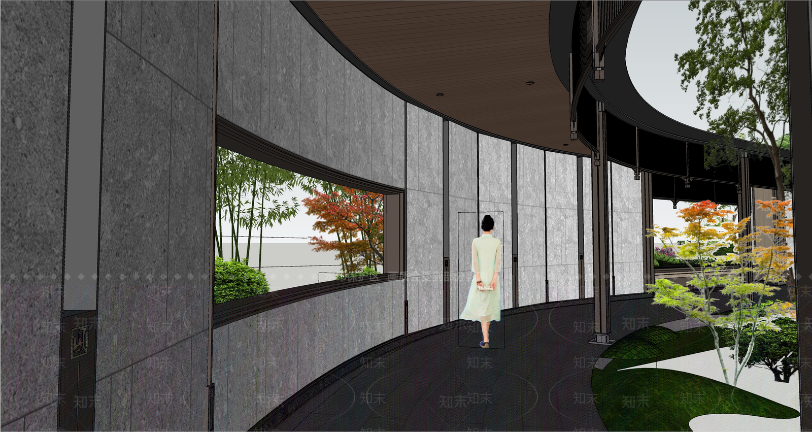 新中式中式别墅庭院SU模型下载【ID:1189080269】