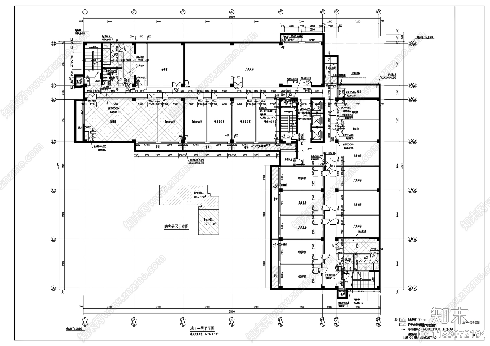 现代办公楼建筑cad施工图下载【ID:1189072194】