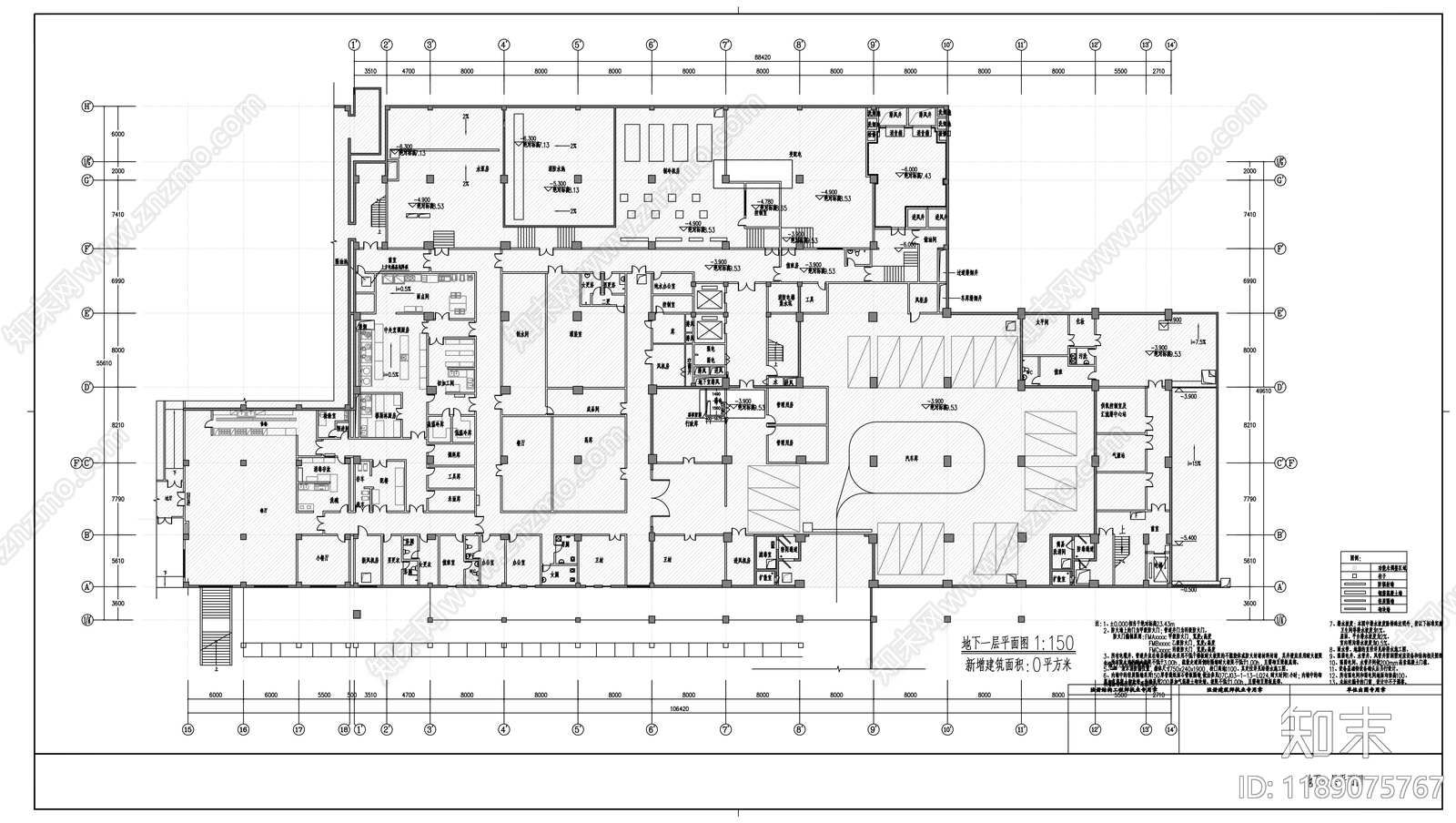 新中式医院建筑cad施工图下载【ID:1189075767】