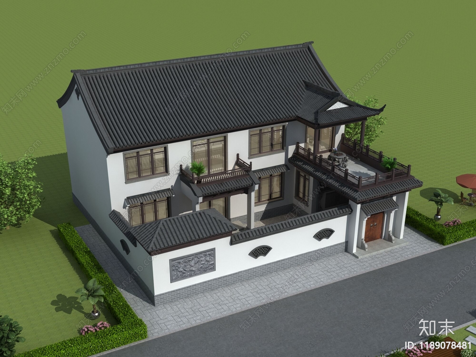 新中式中式别墅建筑施工图下载【ID:1189078481】