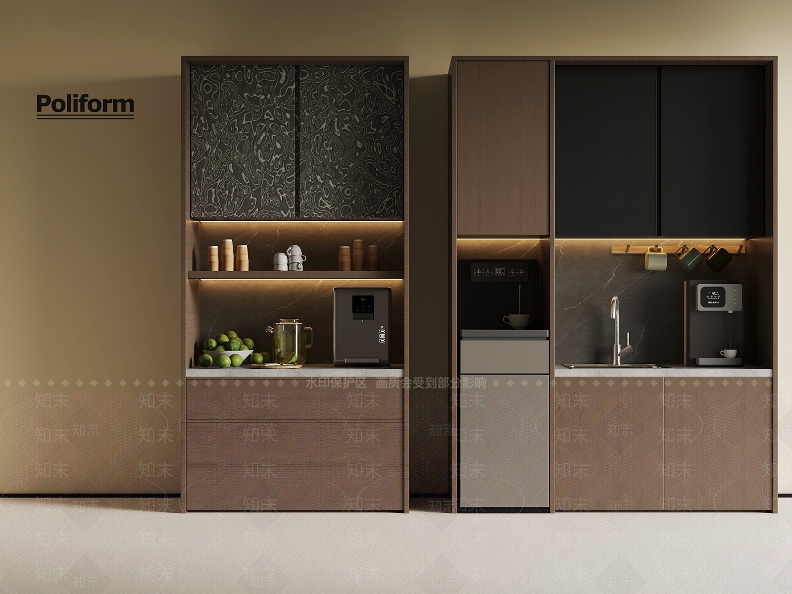 新中式意式茶水间3D模型下载【ID:1189077944】