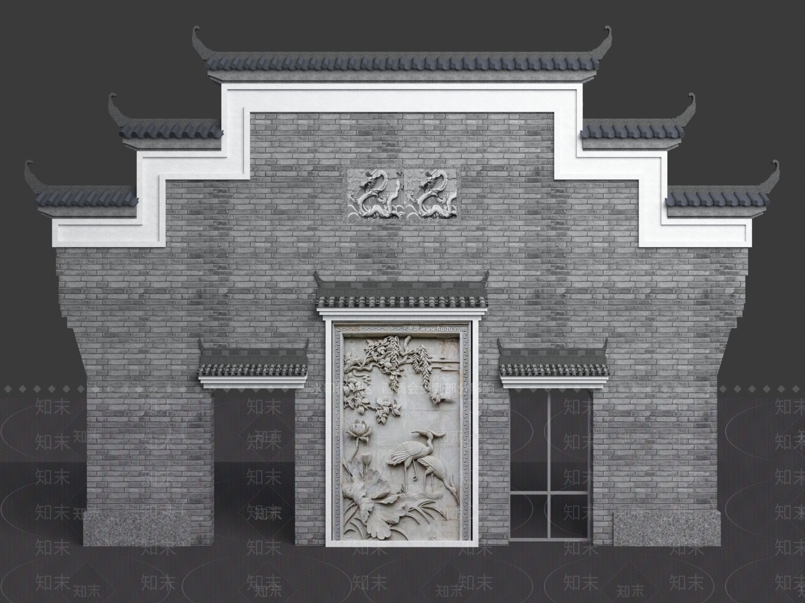 中式景墙3D模型下载【ID:1189078017】