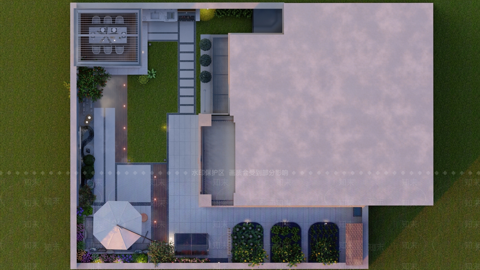 现代别墅庭院SU模型下载【ID:1189081211】