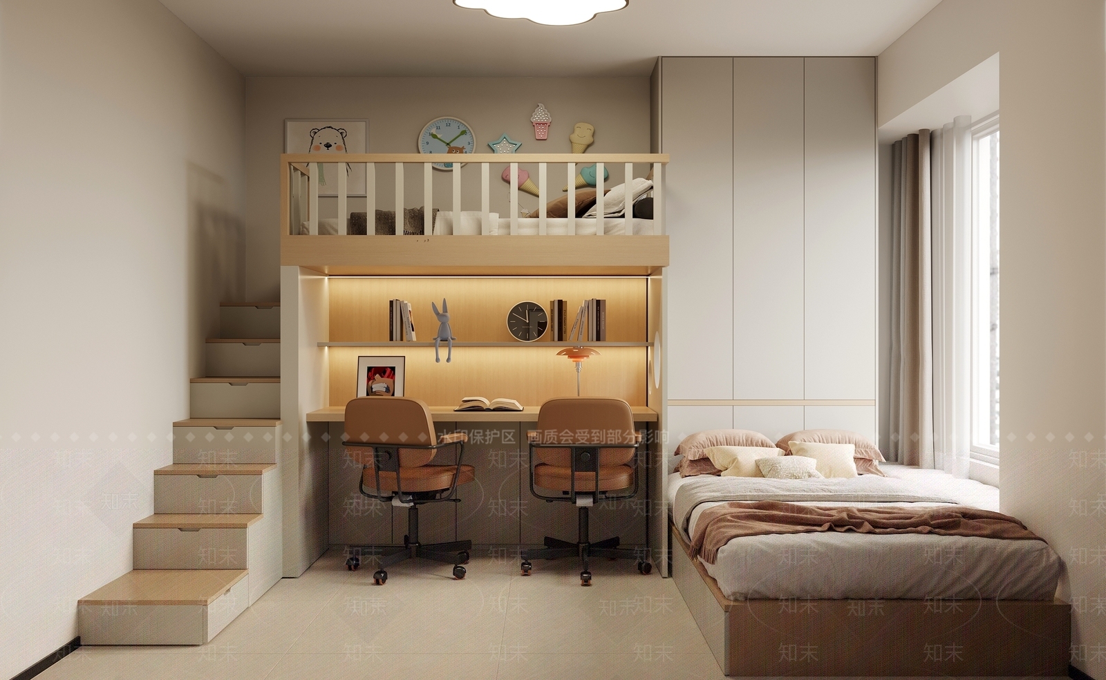 现代通用儿童房3D模型下载【ID:1215064670】