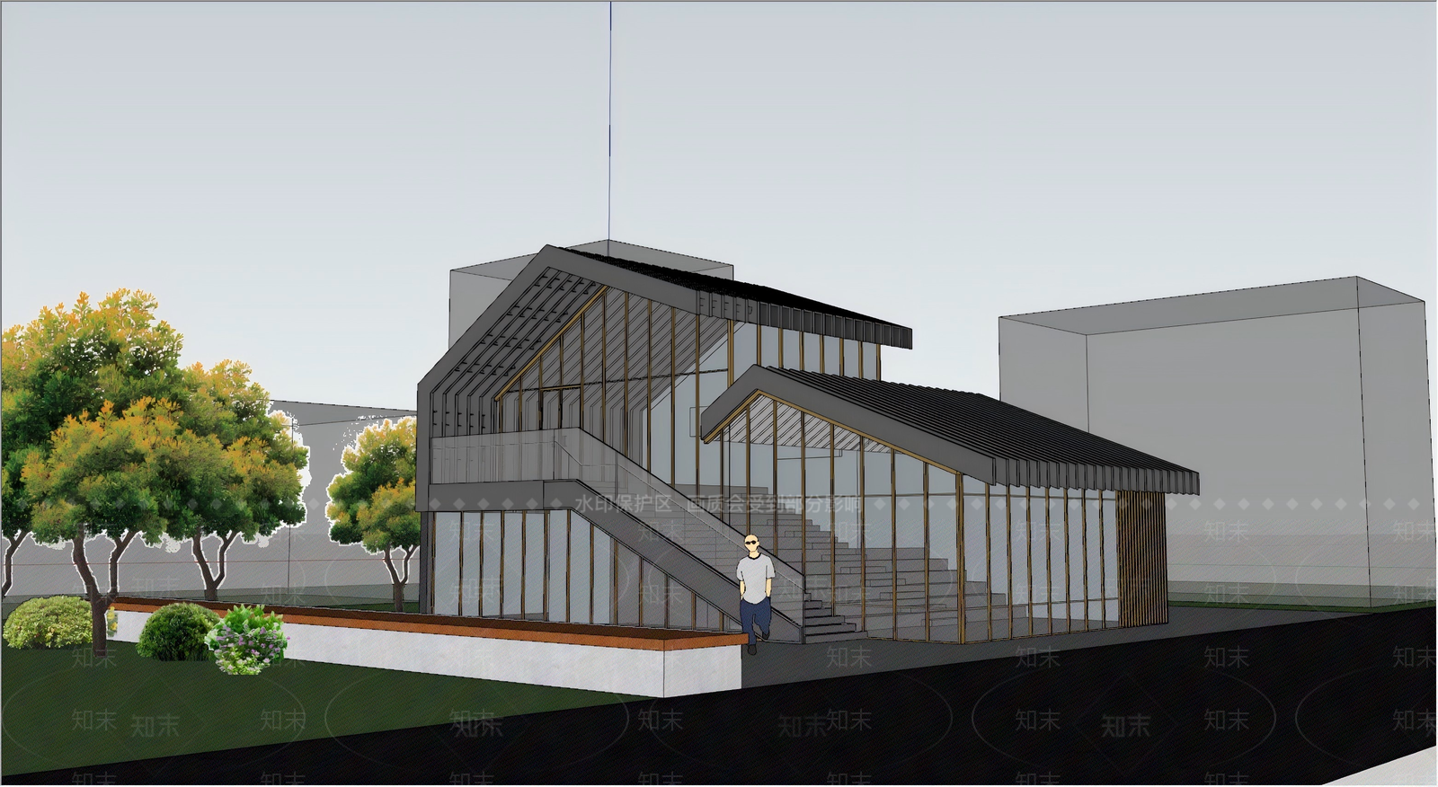现代美式小公建SU模型下载【ID:1189170671】