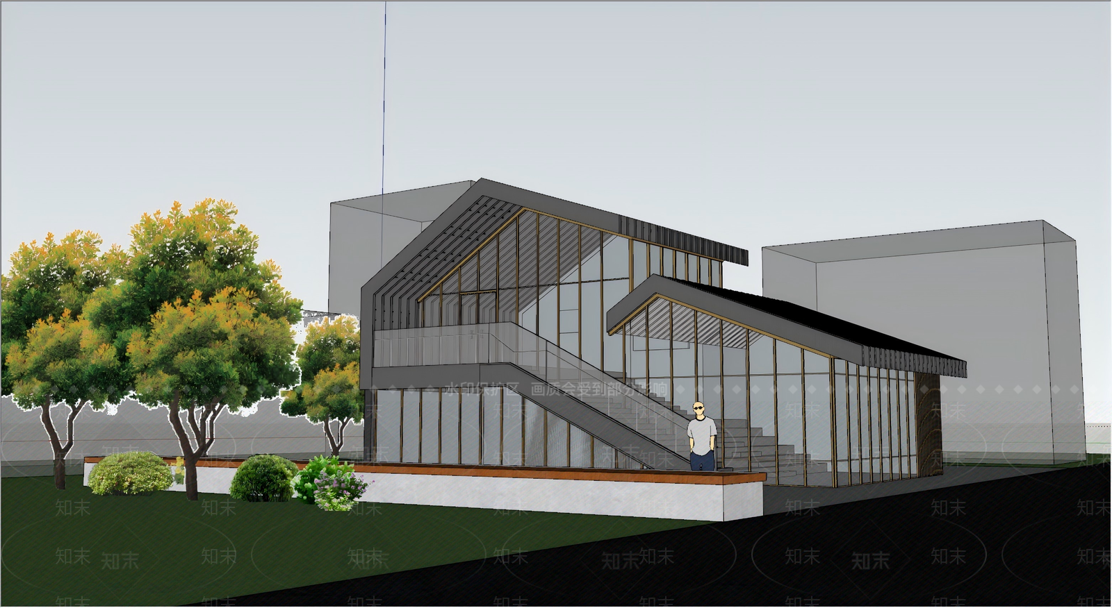 现代美式小公建SU模型下载【ID:1189170671】