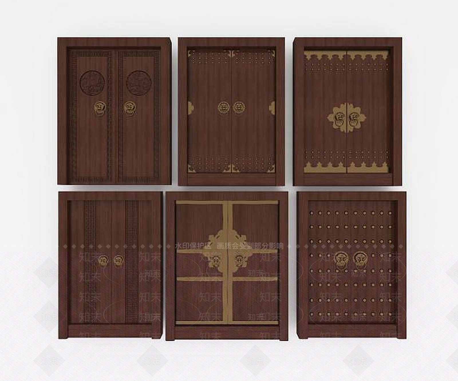 中式大门双开门实木门3D模型下载【ID:1189083414】