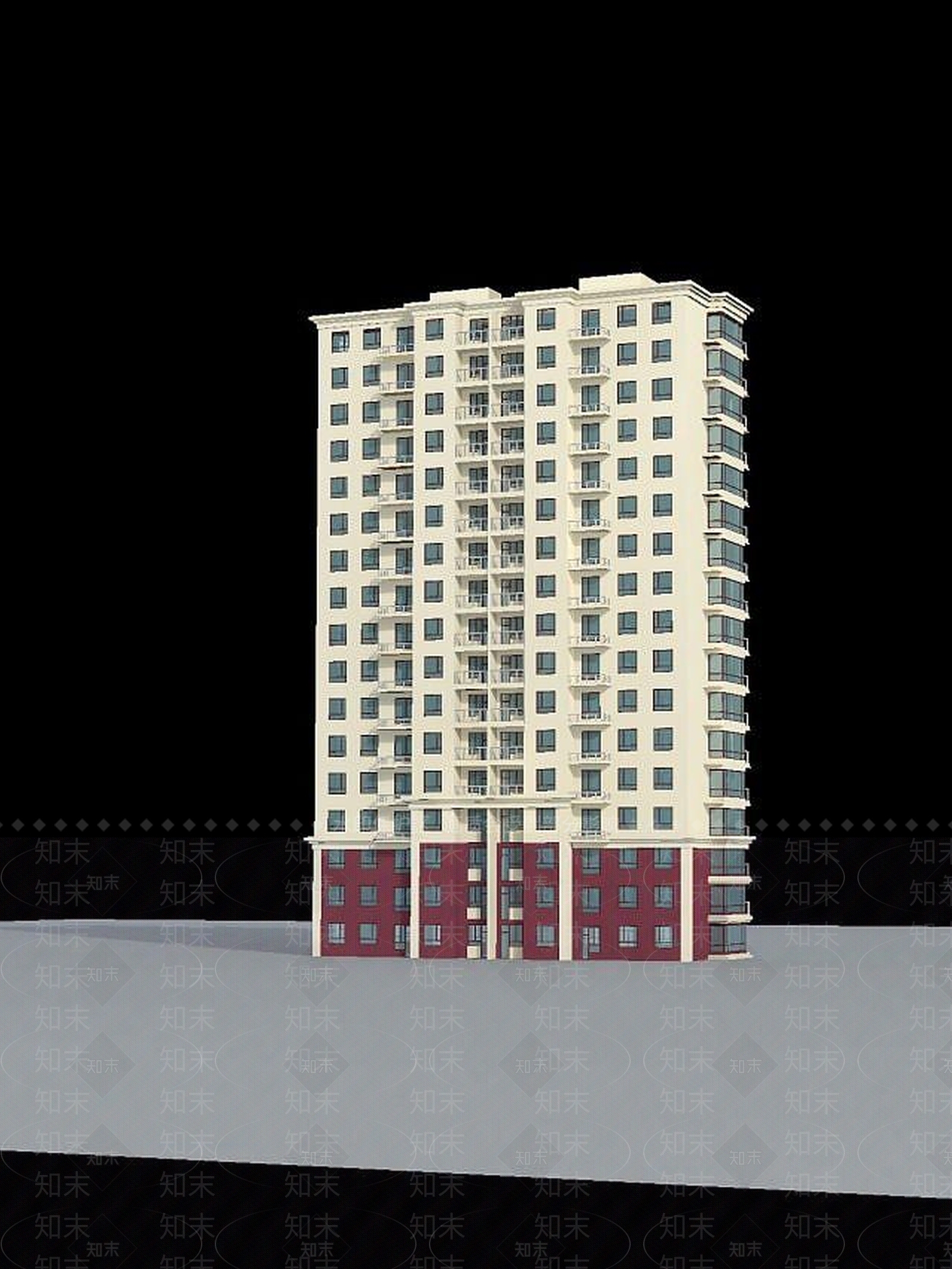 现代高层现代风格住宅3D模型下载【ID:1189083478】