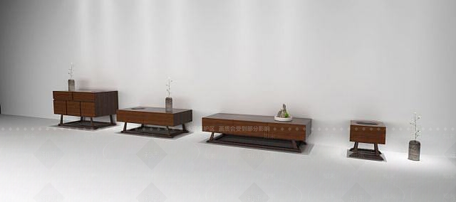 新中式茶几组合电视柜3D模型下载【ID:1189088436】