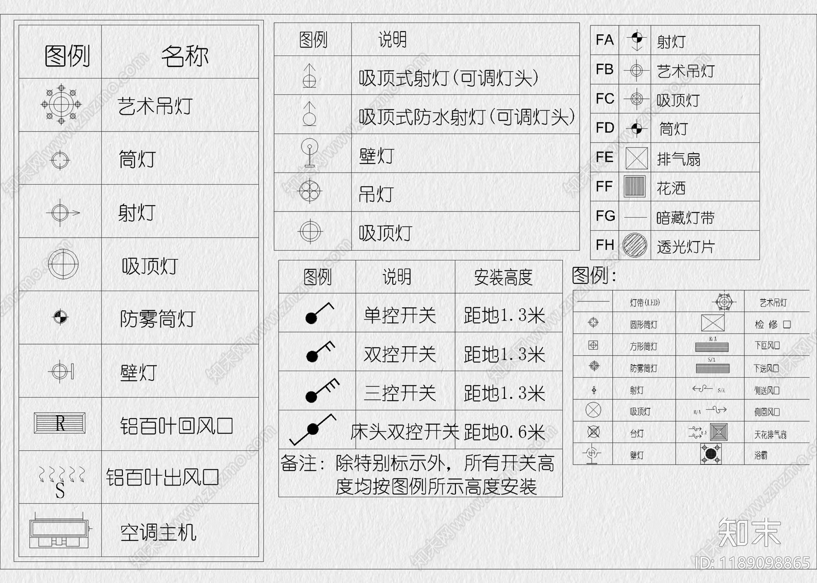 现代图例cad施工图下载【ID:1189098865】