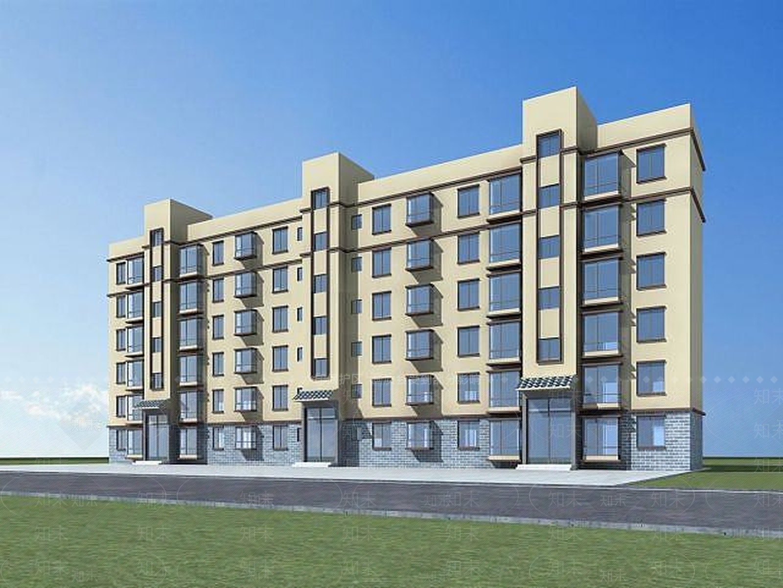 现代六层民居3D模型下载【ID:1189089783】