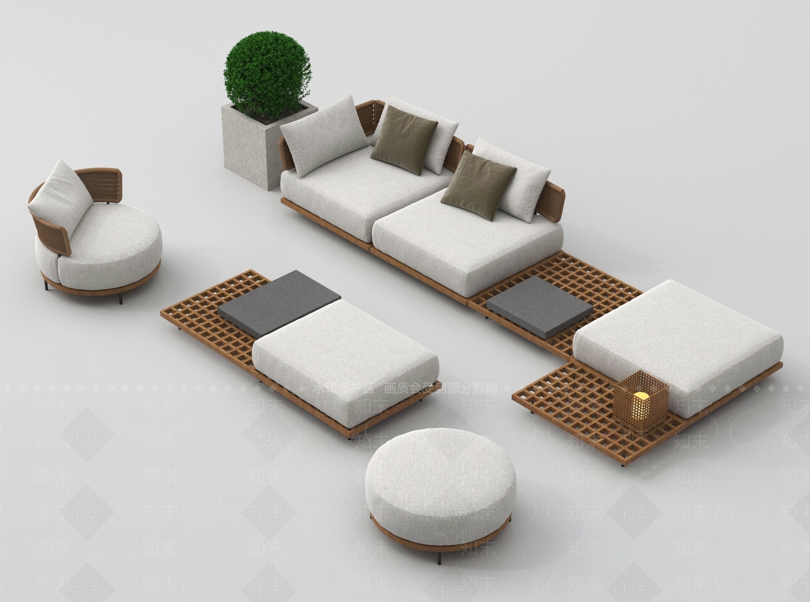 现代户外沙发3D模型下载【ID:1189090003】