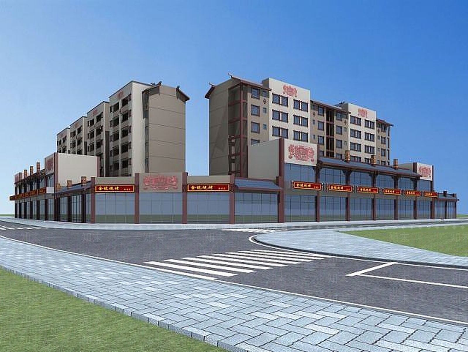 现代彝族沿街商业3D模型下载【ID:1189090097】