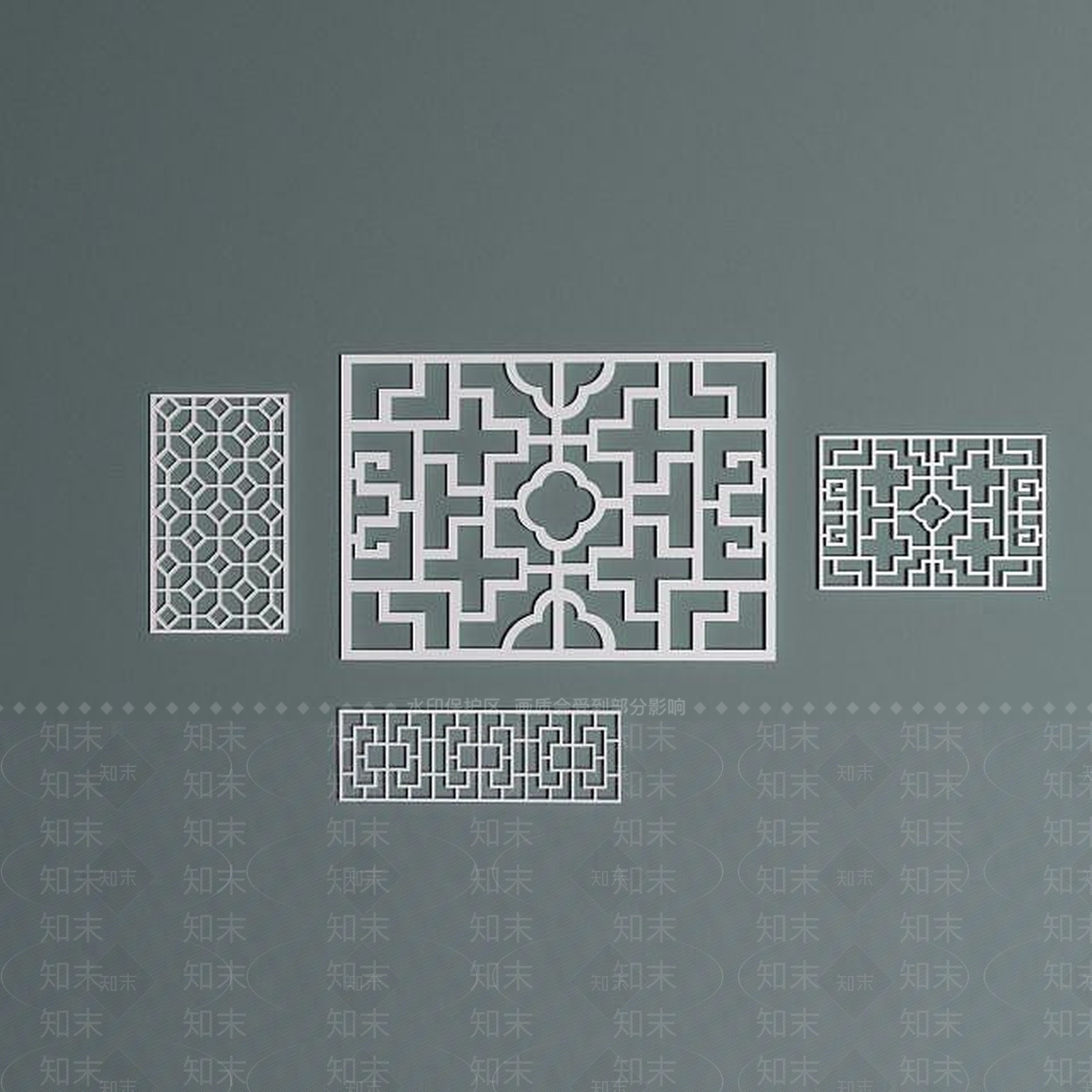 中式室内中式雕花窗格3D模型下载【ID:1189090530】