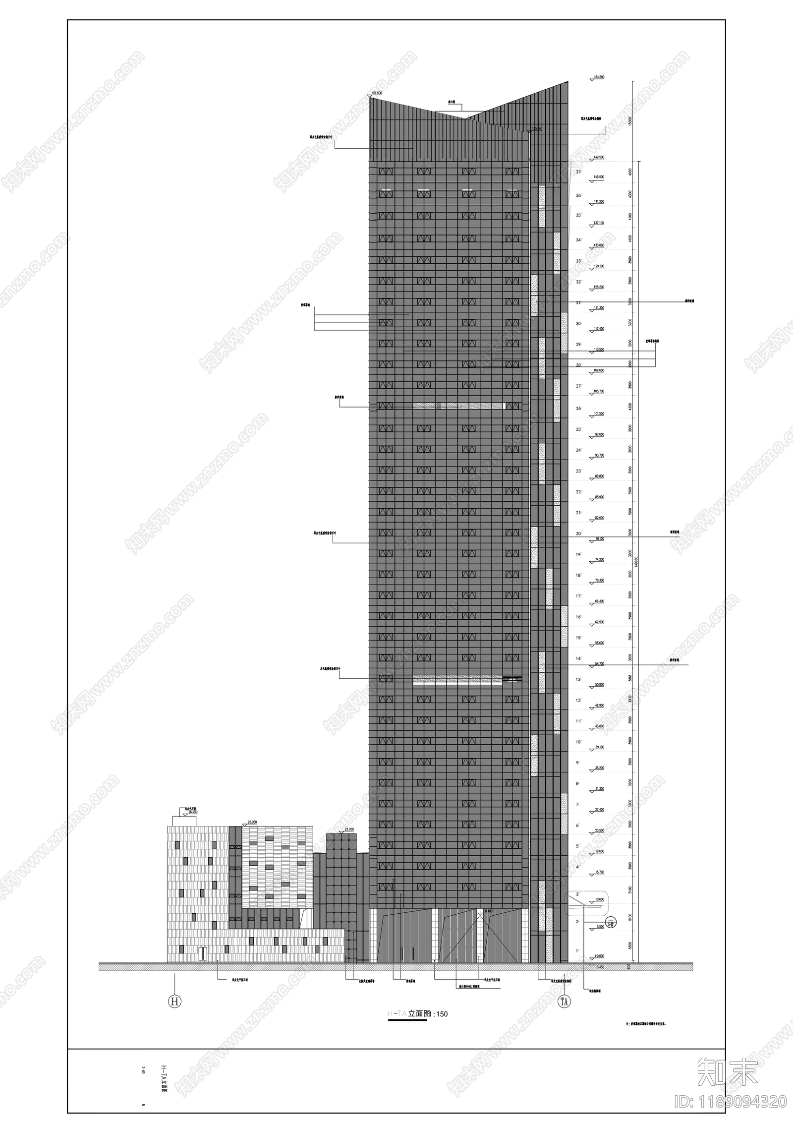 现代办公楼建筑cad施工图下载【ID:1189094320】