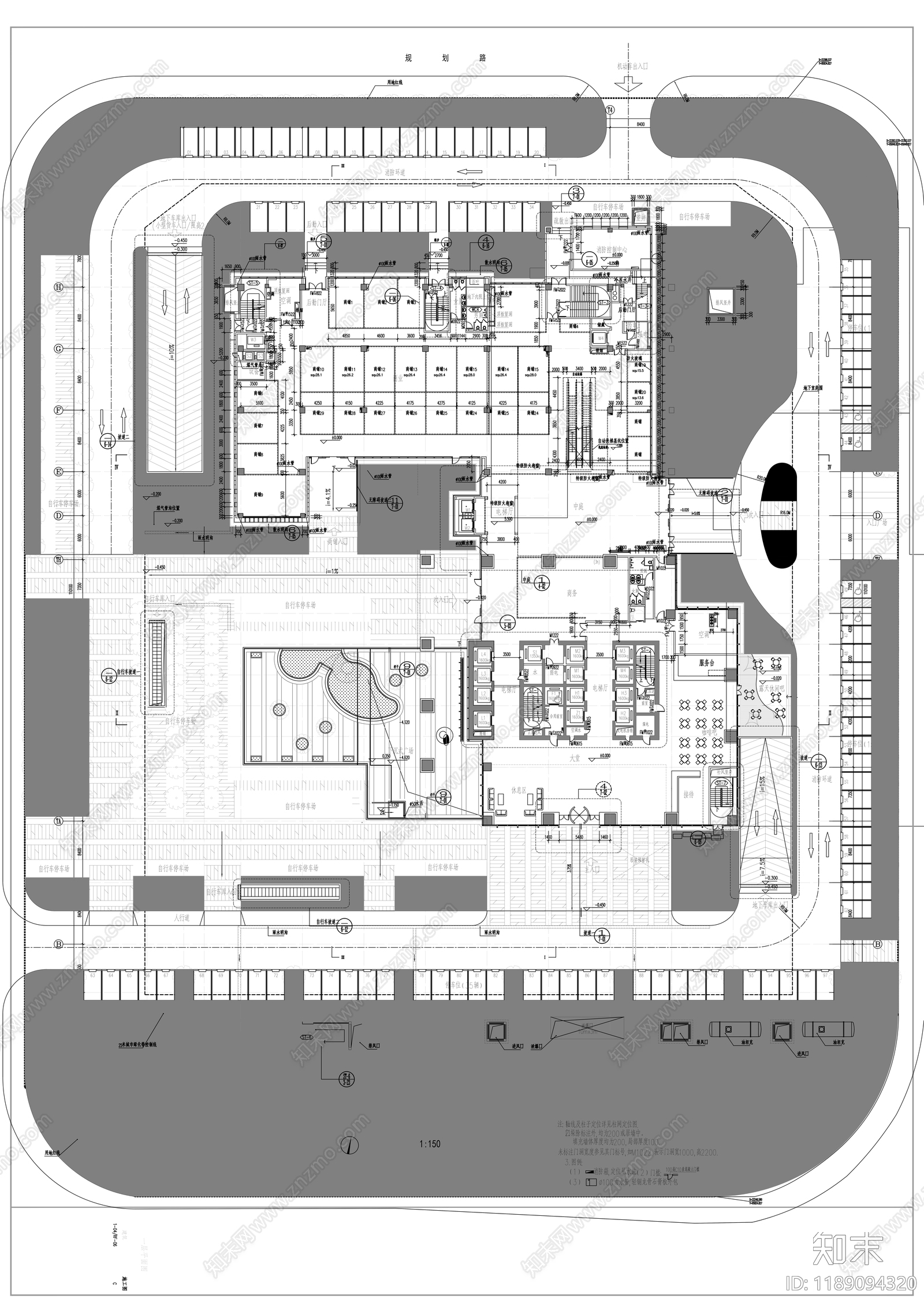现代办公楼建筑cad施工图下载【ID:1189094320】