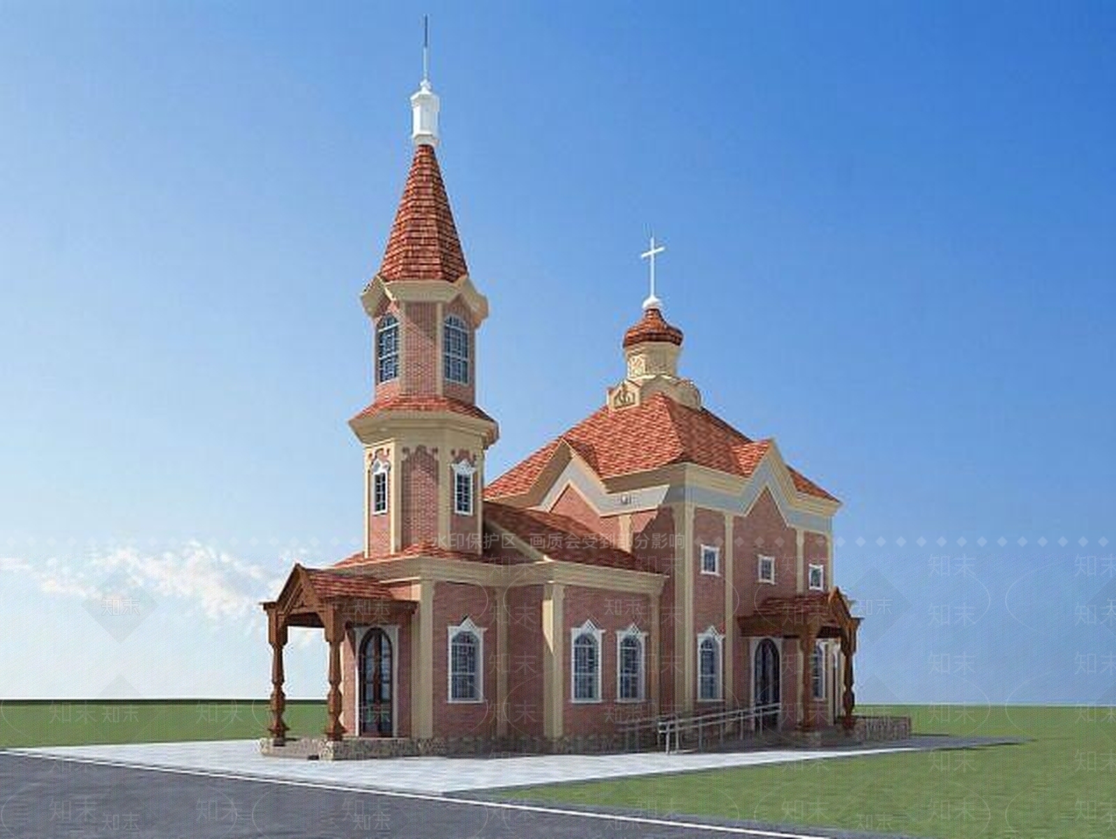 欧式古典欧式教堂3D模型下载【ID:1189095470】