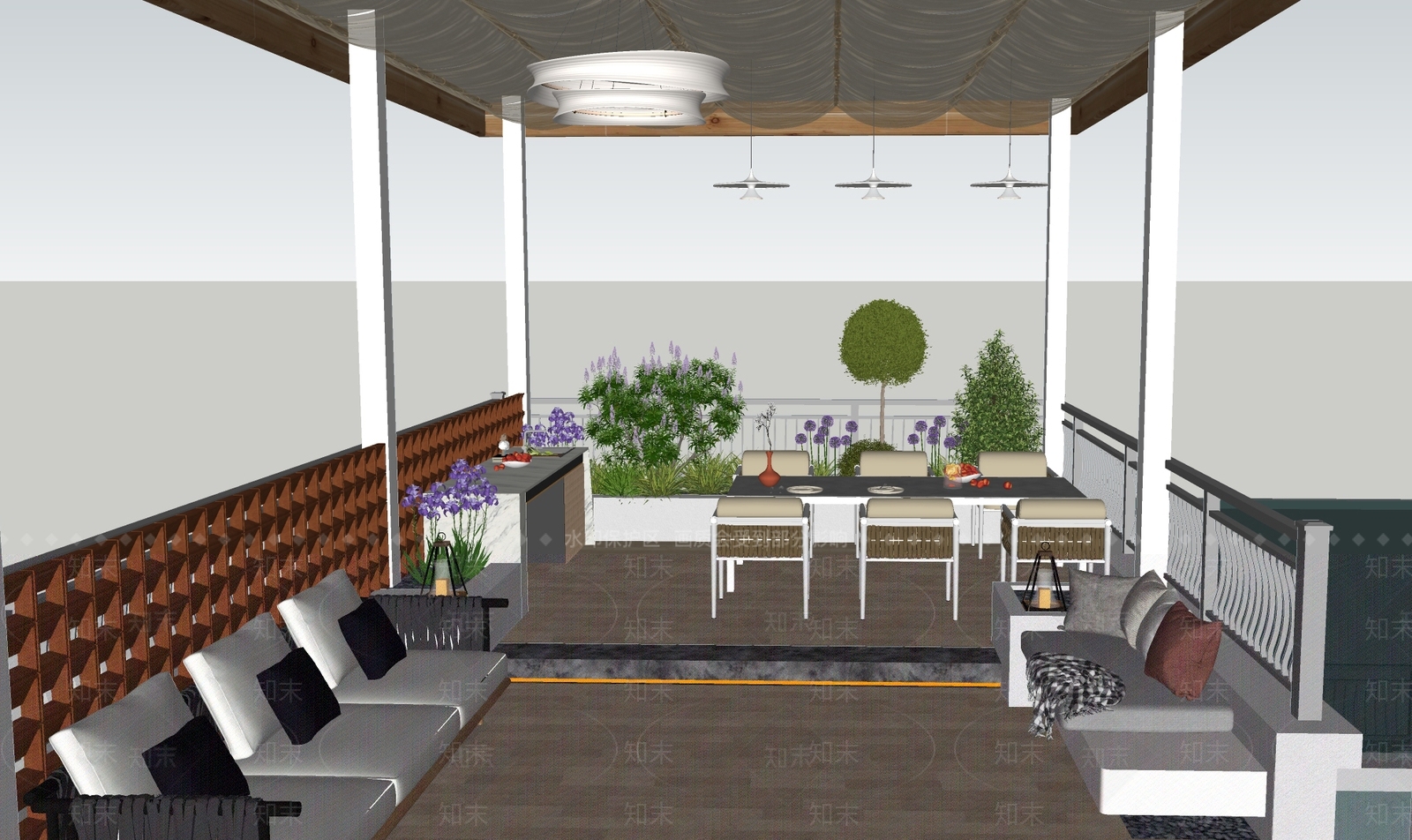 现代屋顶花园SU模型下载【ID:1189096316】