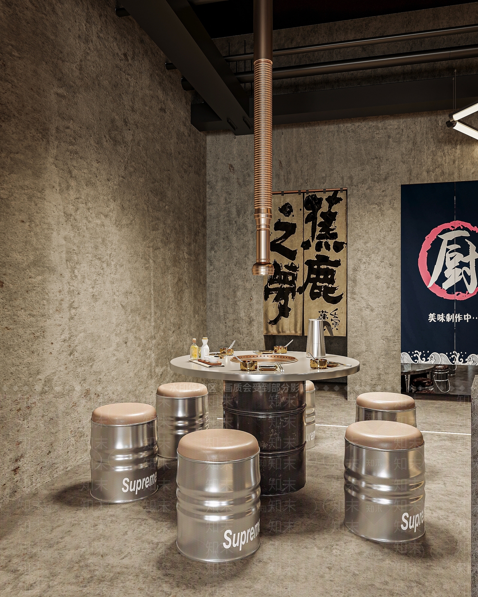 现代工业烧烤烤肉店SU模型下载【ID:1189097683】