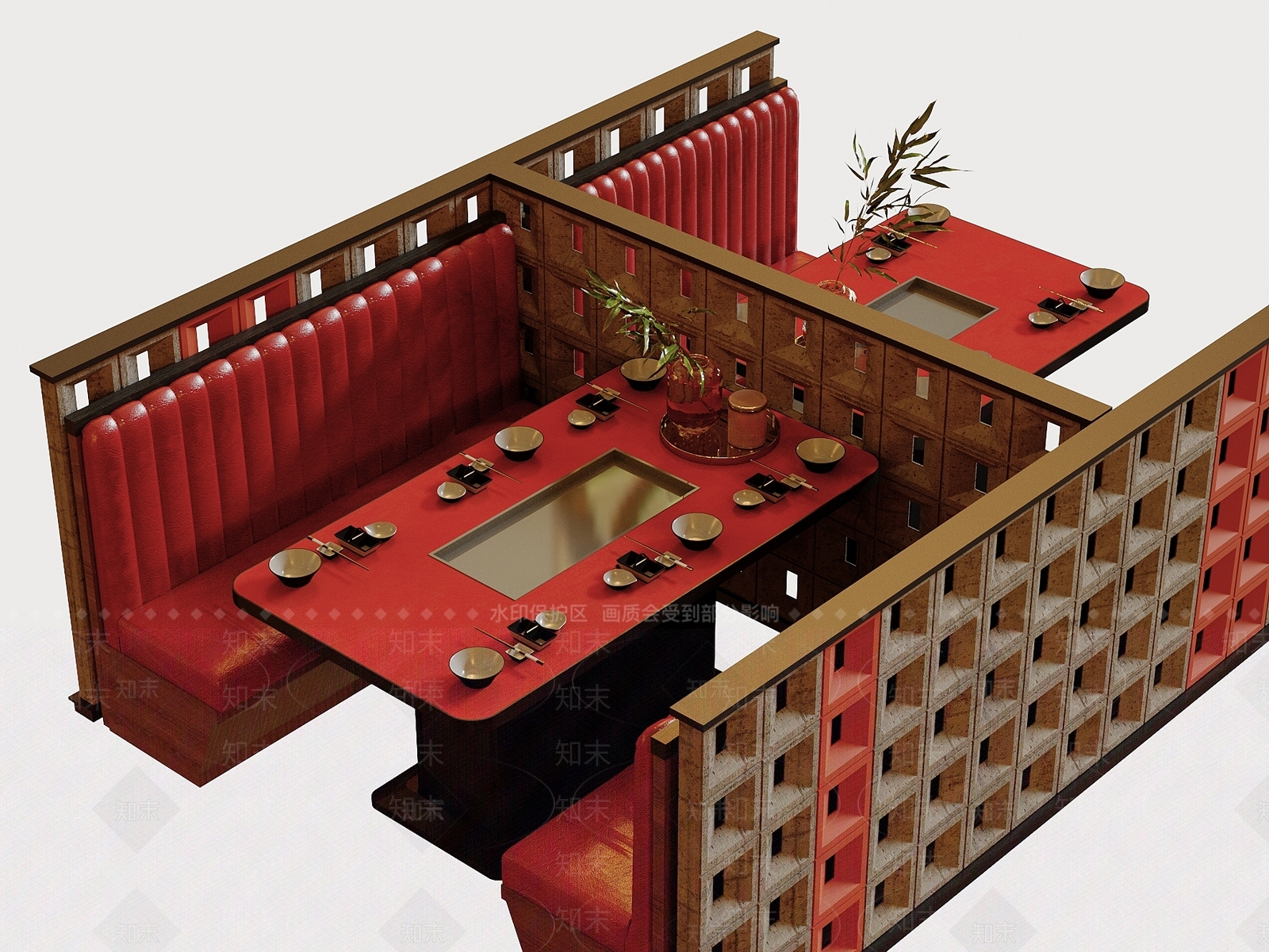 现代工业卡座餐厅3D模型下载【ID:1189097642】