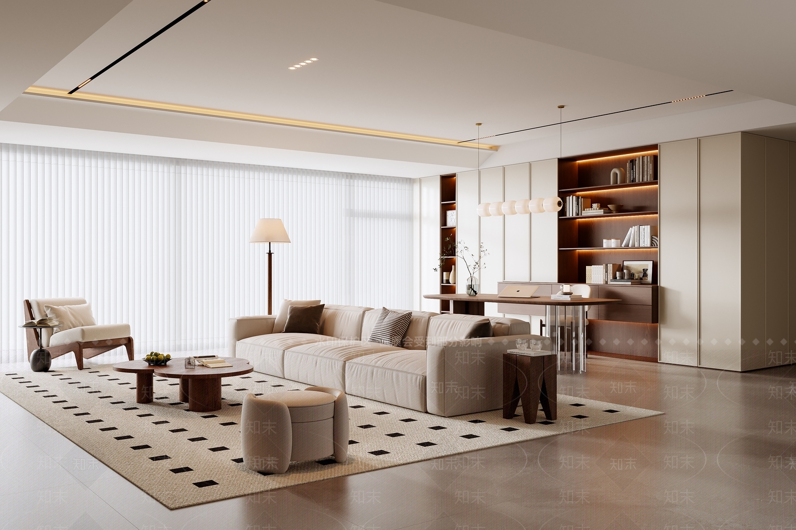 现代中古家居客厅3D模型下载【ID:1189098229】