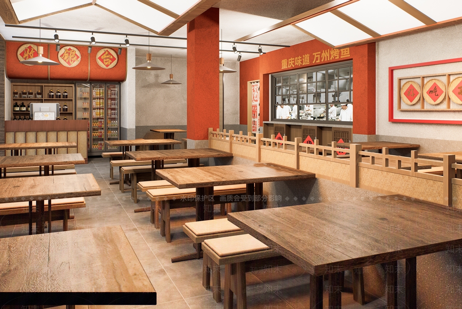 现代工业中餐厅SU模型下载【ID:1189100252】