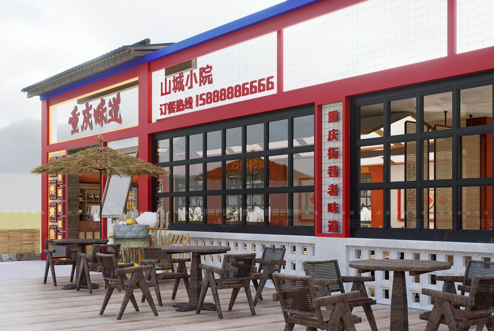 现代工业中餐厅SU模型下载【ID:1189100252】