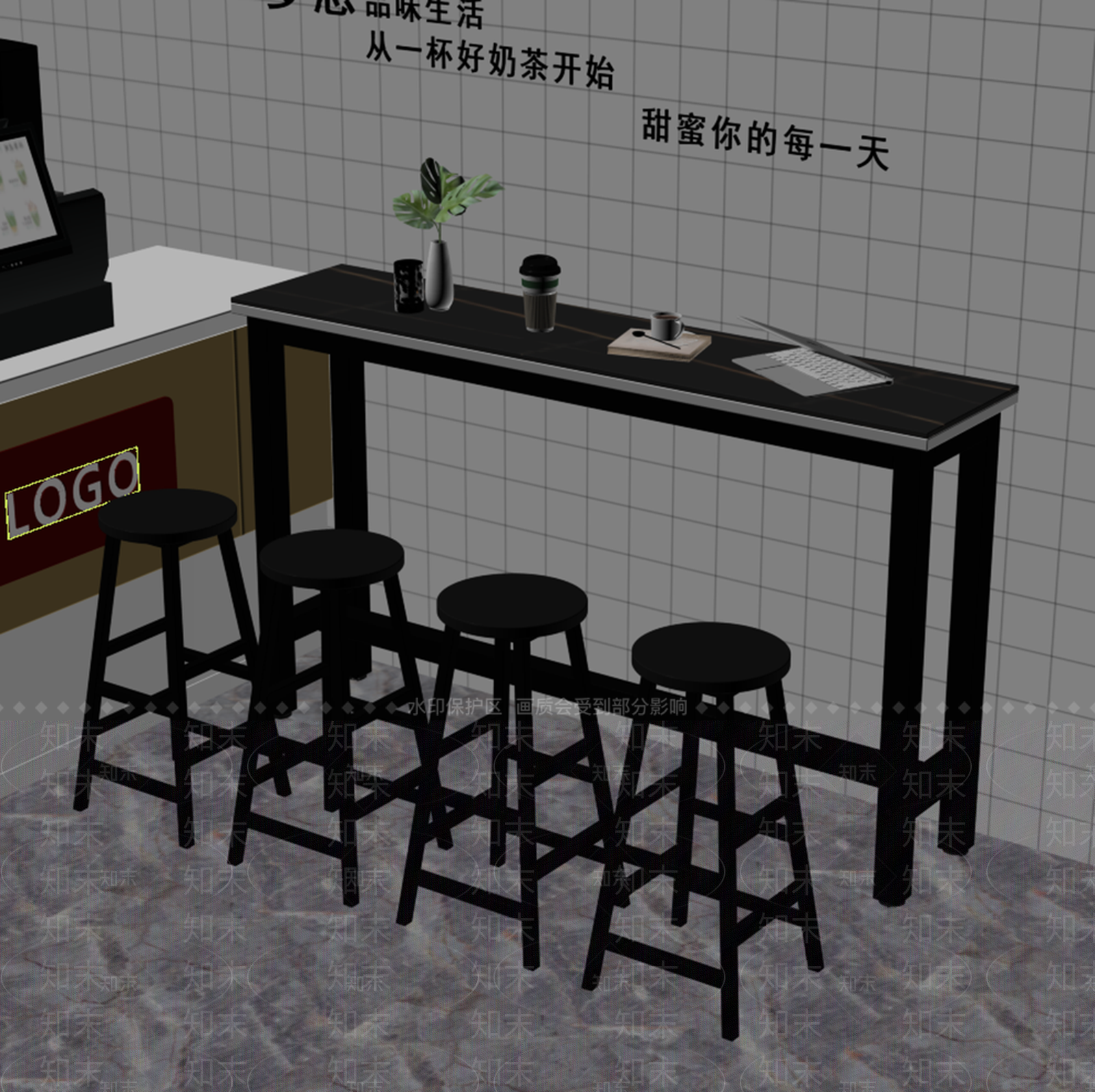 现代吧台SU模型下载【ID:1189105454】